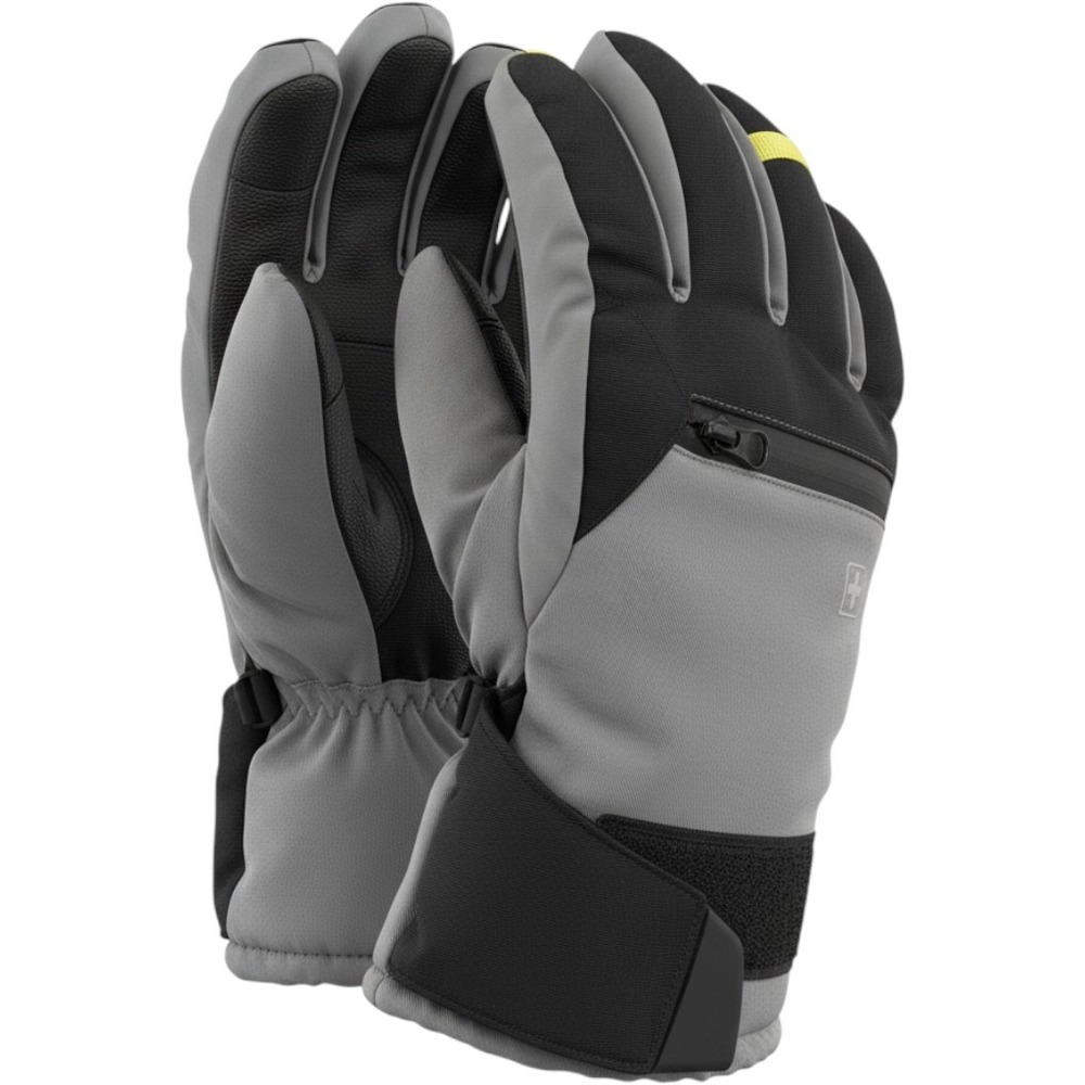 Swiss Tech Mens Ski Gloves Black Grey L/XL E22-30000 Insulated Winter Snow